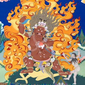 寶生百法之西南方紅色持鉞刀護法彩唐