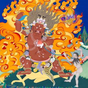 寶生百法之西南方紅色持鉞刀護法彩唐